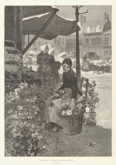 De Bloemen- en Groentemarkt, Boulogne door Hector Caffieri